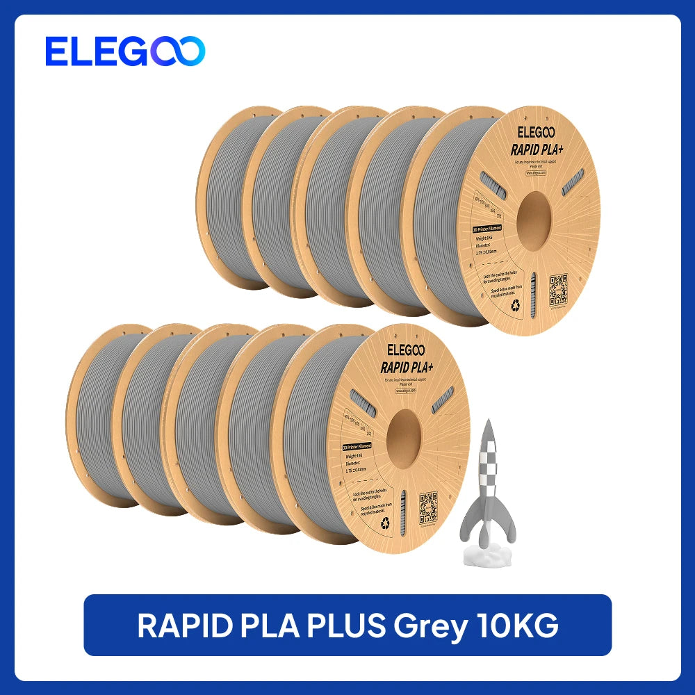 ELEGOO Rapid PLA Plus Filament 1.75mm, 3D Printer Filament for 30-600 MM/s High Speed Printing, 4 Pack 1kg Spool(2.2lbs)