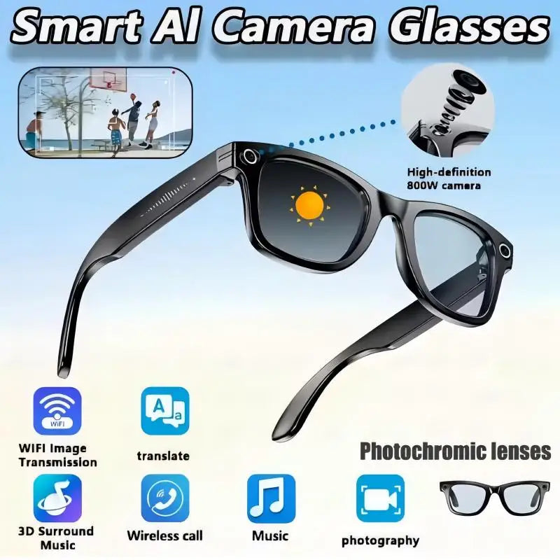 Fecoul AI Translator Camera Glasses With HD Calls And Music
