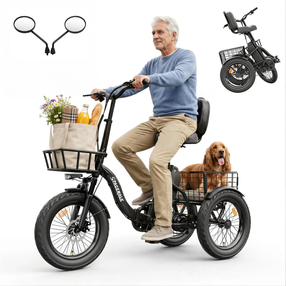 Spacewalk Folding Electric Trike With Extended Battery Range