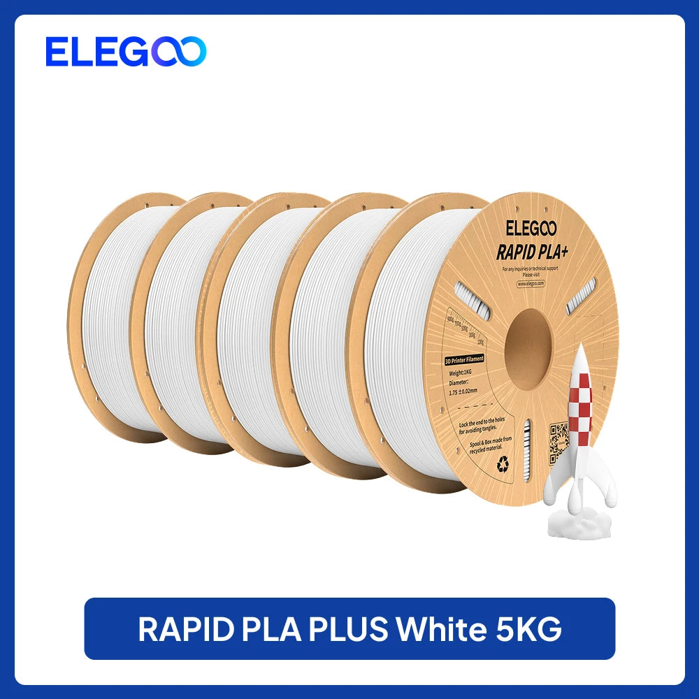 ELEGOO Rapid PLA Plus Filament 1.75mm, 3D Printer Filament for 30-600 MM/s High Speed Printing, 4 Pack 1kg Spool(2.2lbs)