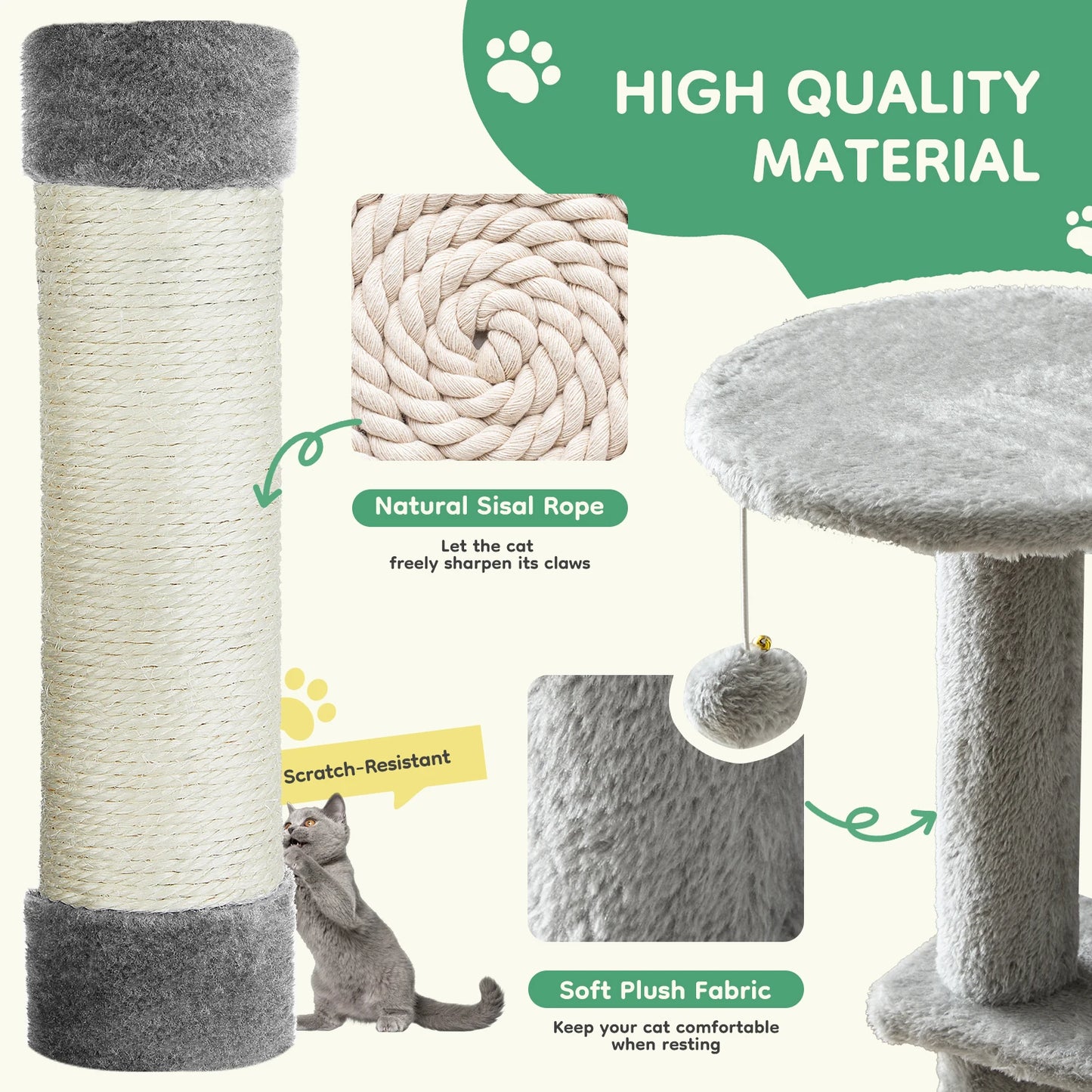 JHK Multi Level Cat Tree With Scratching Posts Indoors
