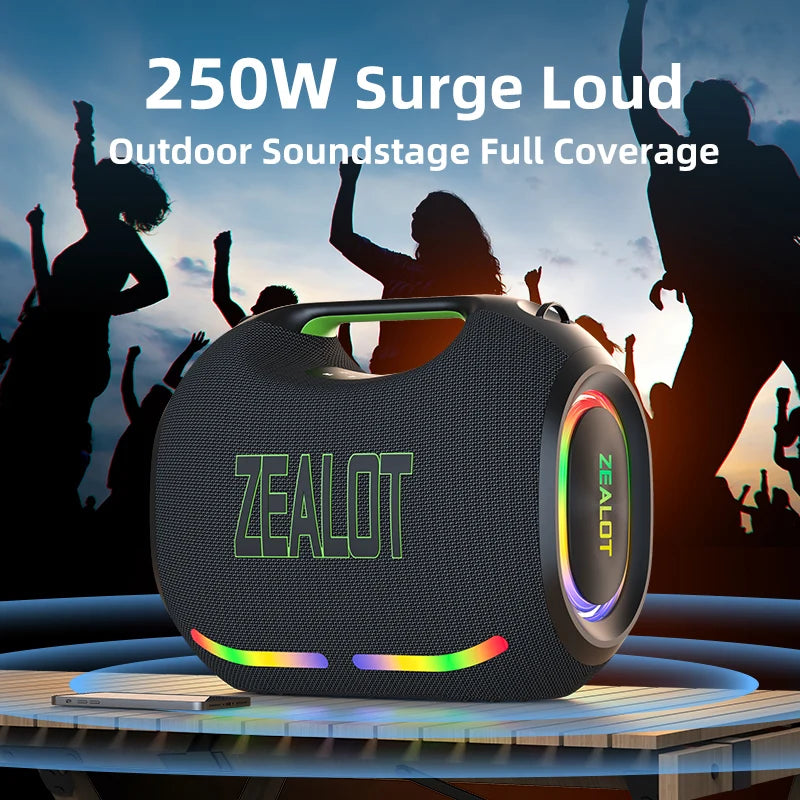 ZEALOT ZE21 250W Wireless Speaker Outdoor Portable 48000mAh RGB Lights