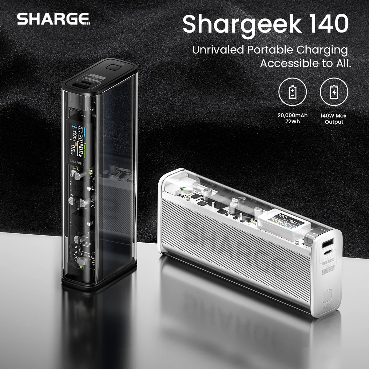 Sharge 140W Dual Port Laptop Power Bank With Smart Display