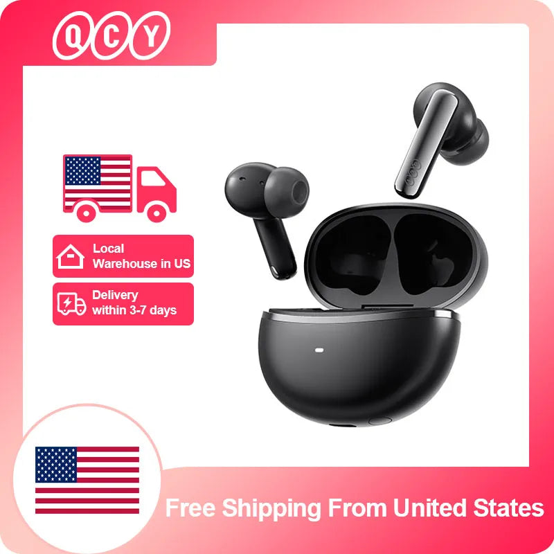 Ship From ES/PL/BR QCY HT18 MeloBuds N70 Wireless Earphones Bluetooth 6.0 Adaptive Hybrid ANC 6 Mics LDAC Hi-Res Audio Earbuds