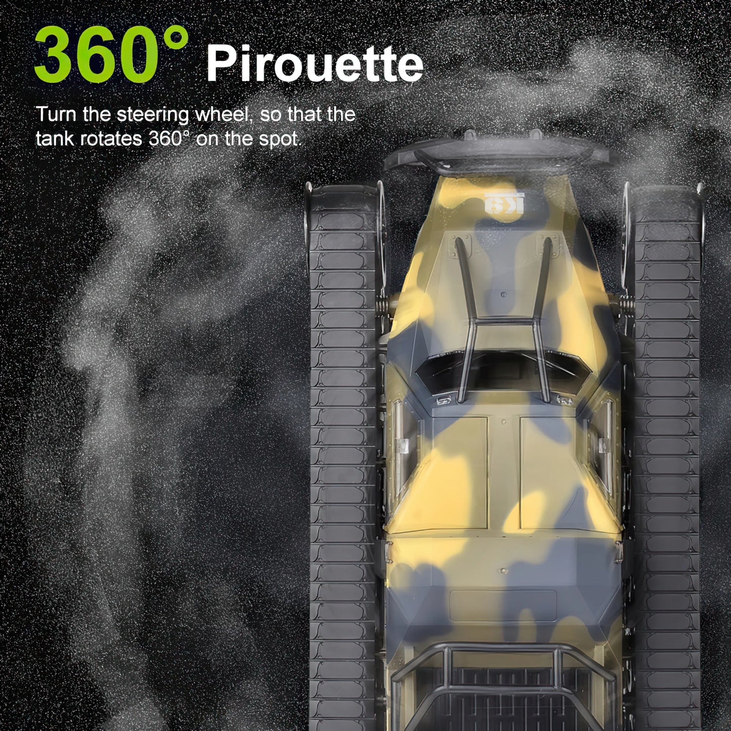 RACENT RC Crawler 1:12 Scale 2.4Ghz Remote Control Tank 4WD 360°Rotating Drifting Car Off-Road All Terrain RC Truck 2 Batteries