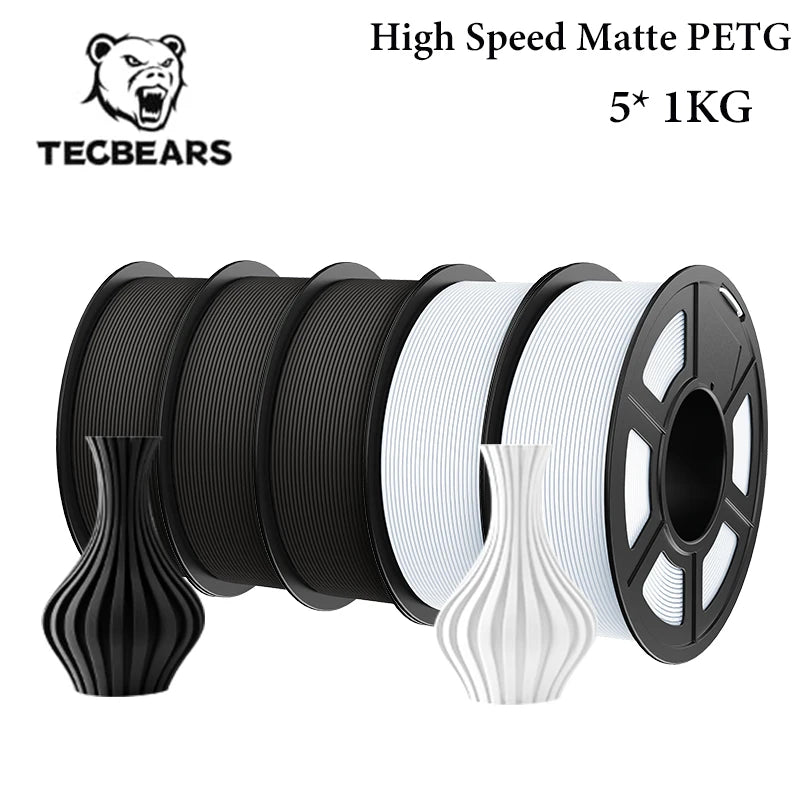 TECBEARS 3D Filament PLA/PETG/High Speed matte petg /abs/silk/HSMPLA/PLA Plus/pla 5kg 1.75mm 3D Printer Filament for 3D Printer