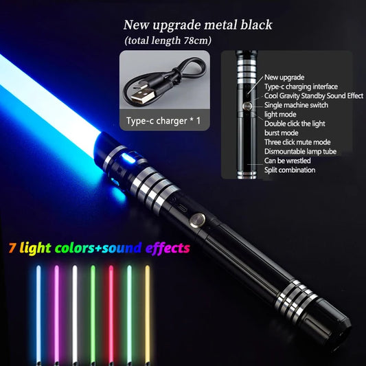 abayC RGB Lightsaber Metal Handle Laser Sword for Cosplay