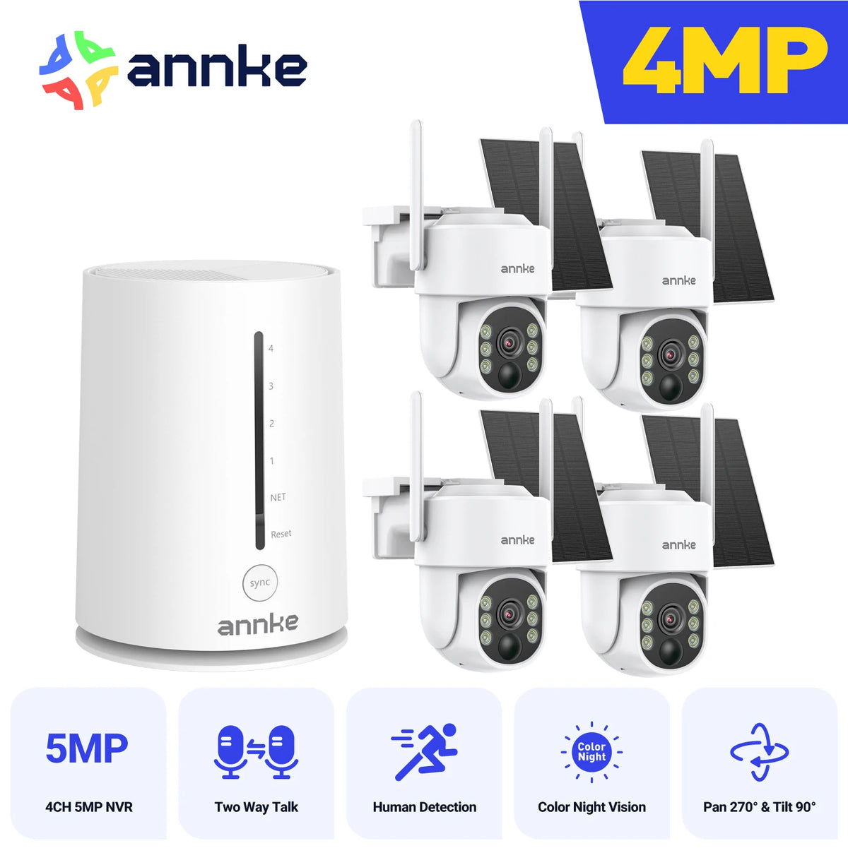 Annke 4CH Wireless Battery Security Camera With Auto Tracking