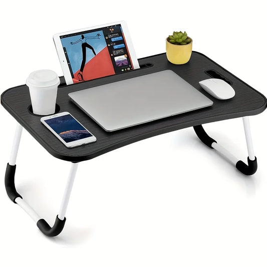 Portable Laptop Bed Desk With Foldable Design And Cup Holder