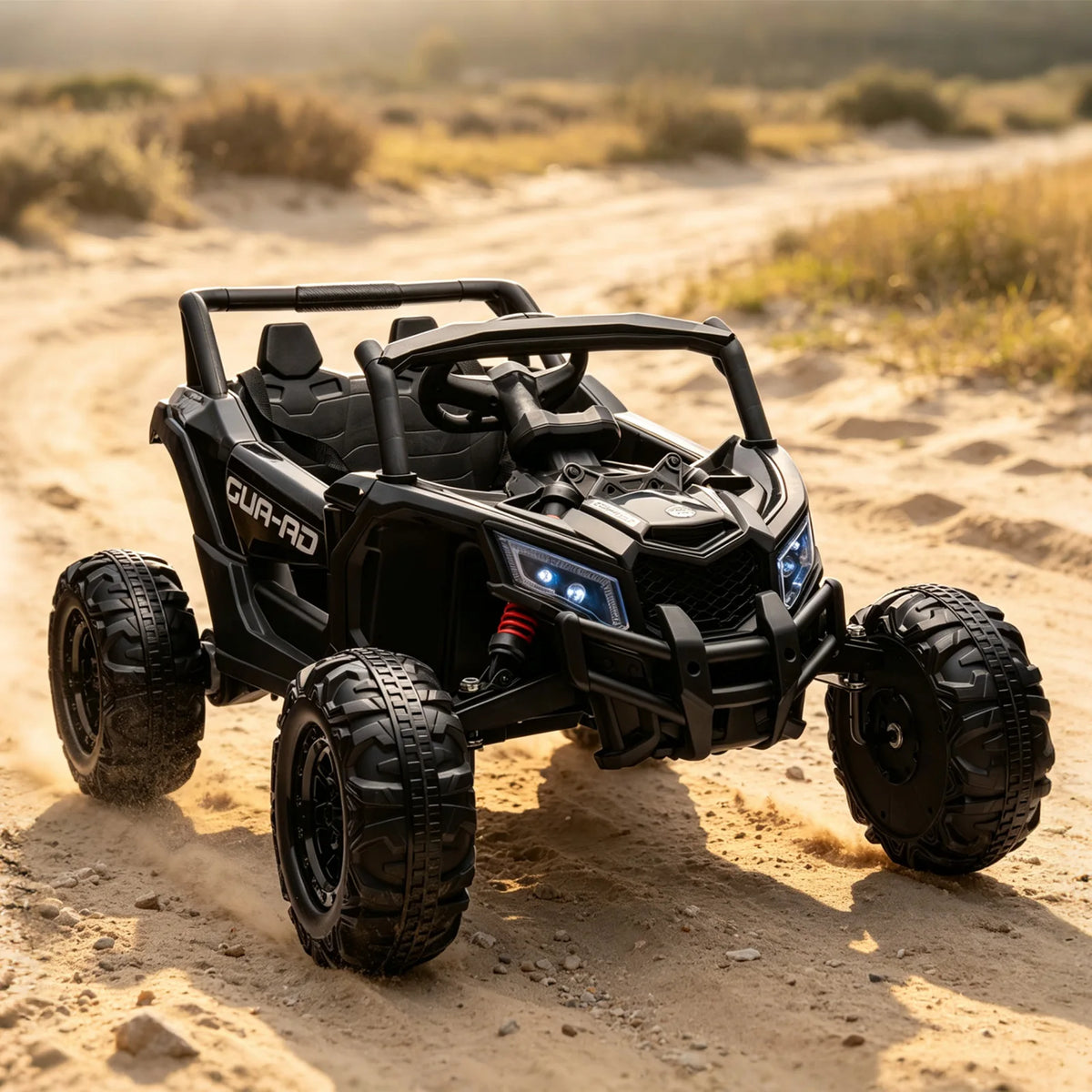 24V Kids Ride On UTV Car With Remote Control, Dual Motors, EVA Tires, Spring Suspension, LED Lights, USB Music, 2 Seat Electric Toy