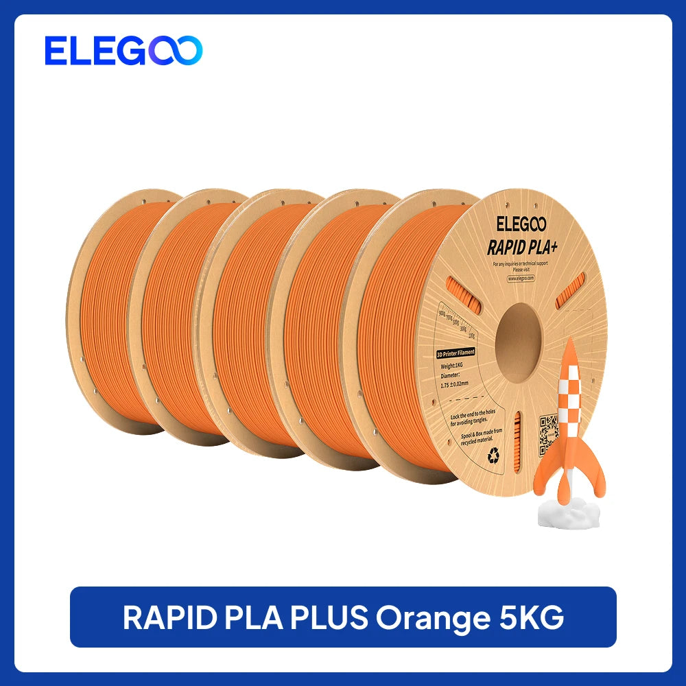 ELEGOO Rapid PLA Plus Filament 1.75mm, 3D Printer Filament for 30-600 MM/s High Speed Printing, 4 Pack 1kg Spool(2.2lbs)