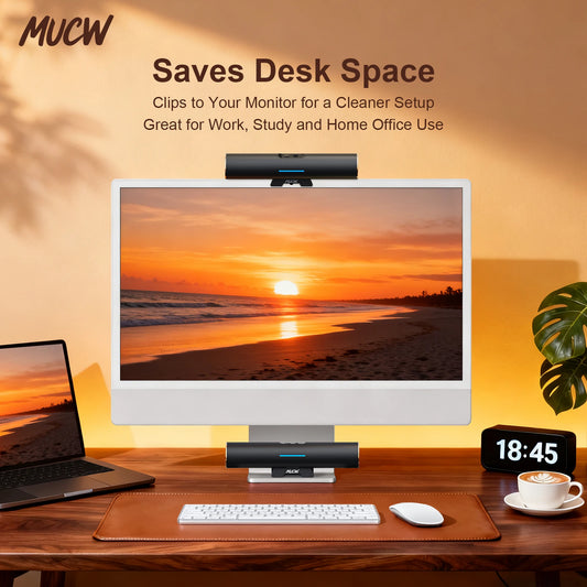 MUCW USB C Monitor Clip On Stereo Soundbar Speakers