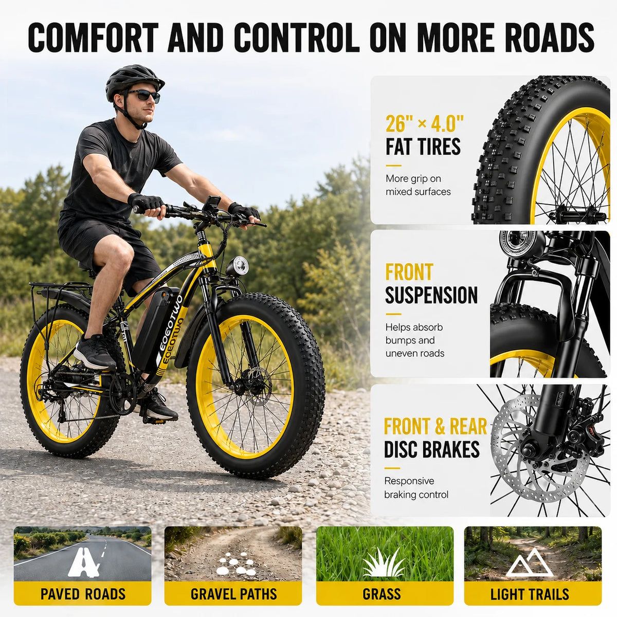 EOEOTWO 750W Fat Tire Electric Bike Aluminum Alloy Frame