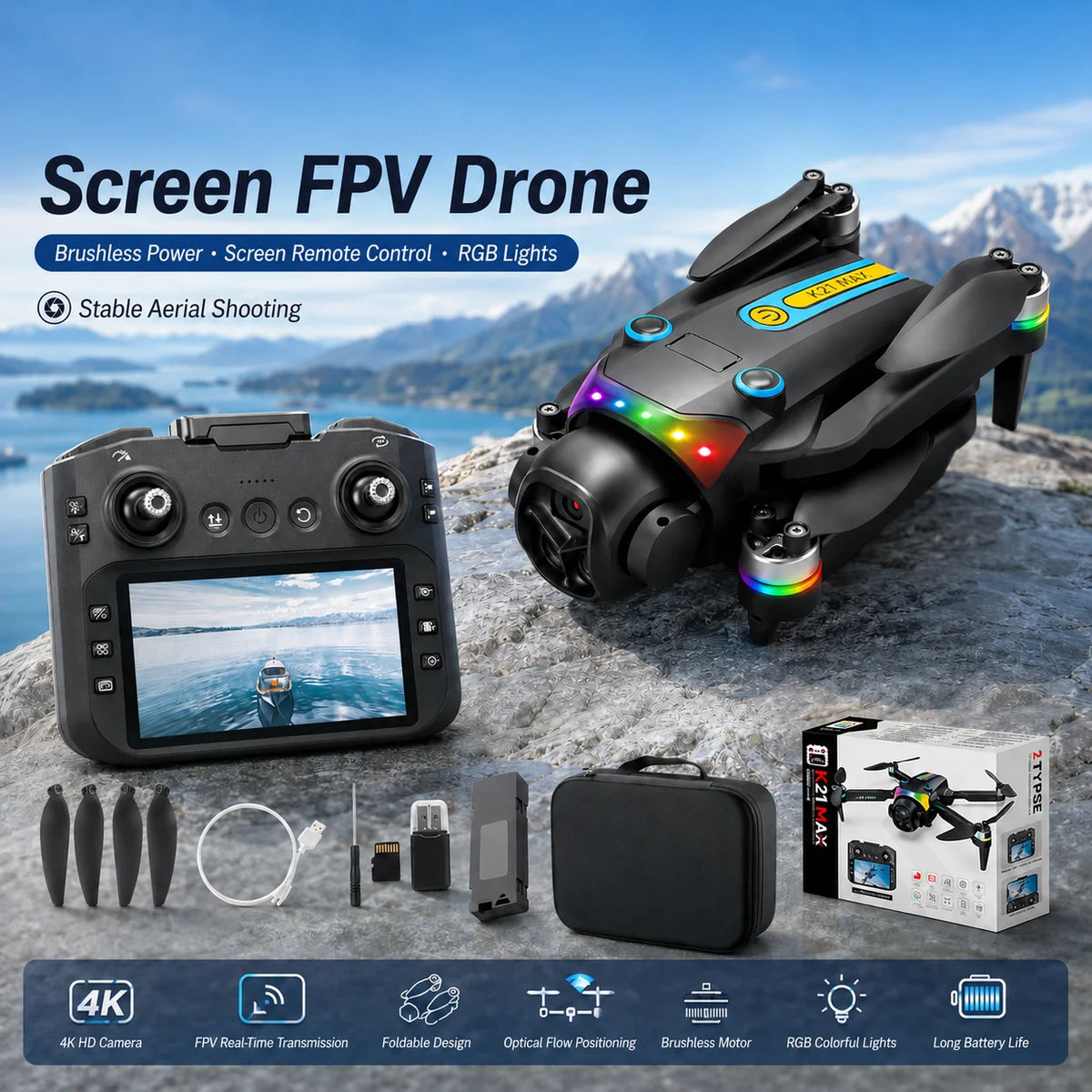ZNLYRION RC Drone Optical Flow Headless Mode 360 Stunt Roll