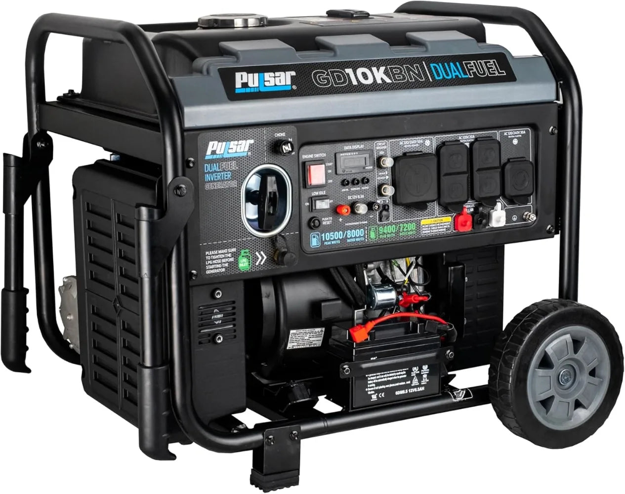 10500W Dual Fuel Portable Inverter Generator with Electric Start, RV Ready & Wheel Kit for Home Backup
