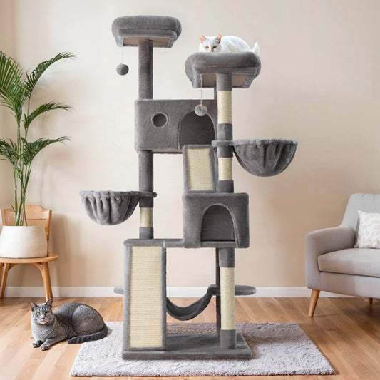 HOOMIC Cat Tree With Plush Perches And Condos Three Levels