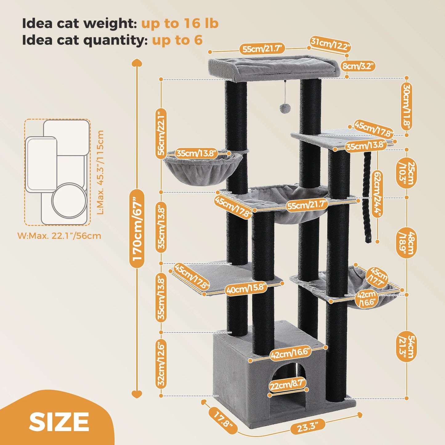 PAWZ Road Cat Tree With Multiple Levels And Perches