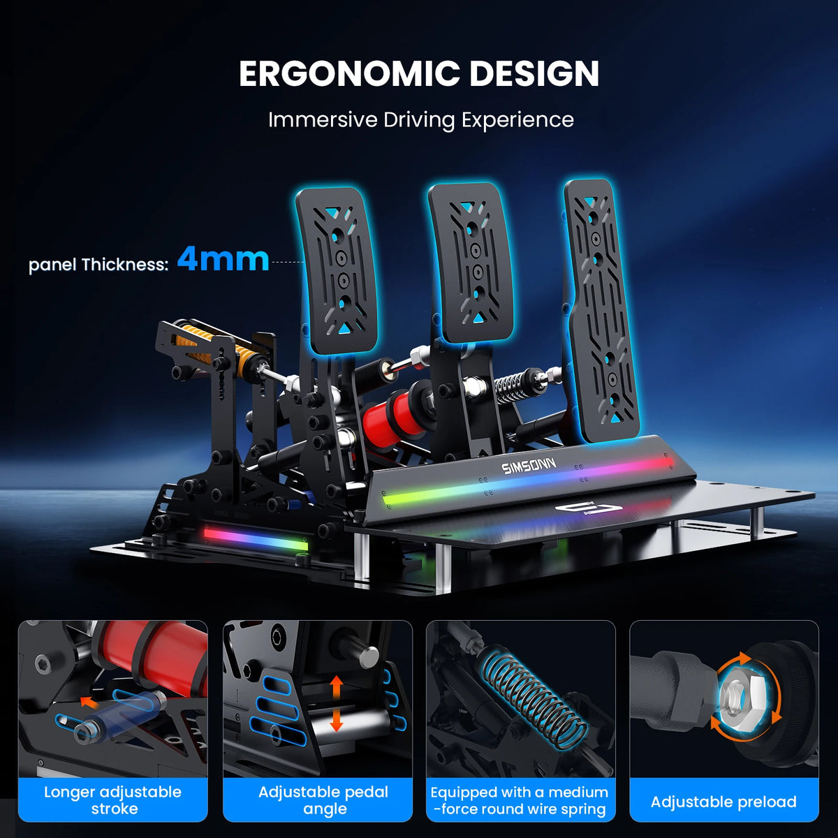 Simsonn Pro X Ultra Sim Racing Pedals With Vibration Motor