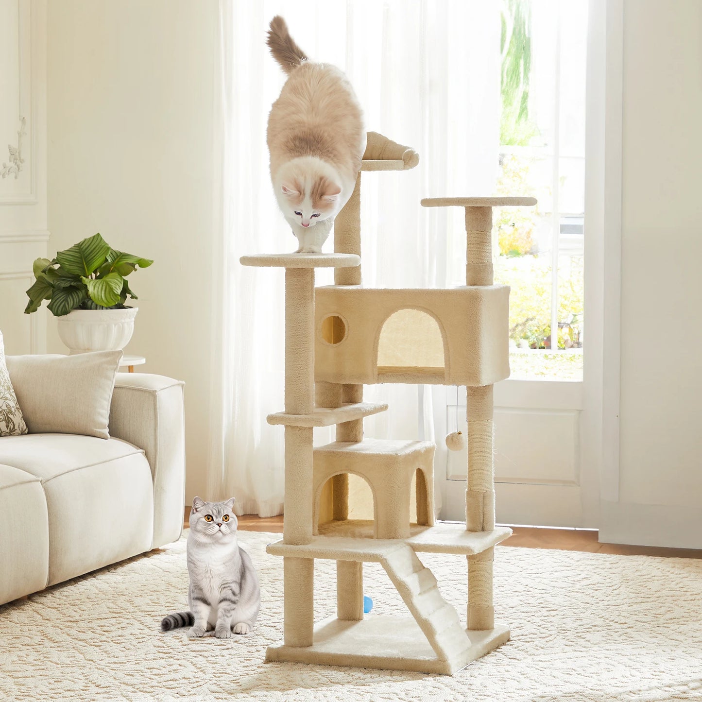 JHK Four Tier Cat Tree With Sisal Scratching Post Home