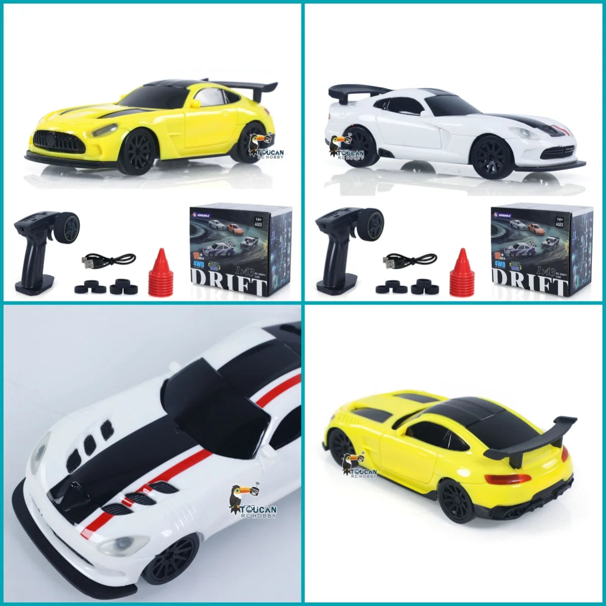 US Stock RC Drift Car 1/43 RTR Race 4WD Gyro Four-wheel Drive Radio Control High Speed Model 2.4G Racing Drifting Cars Toy Model