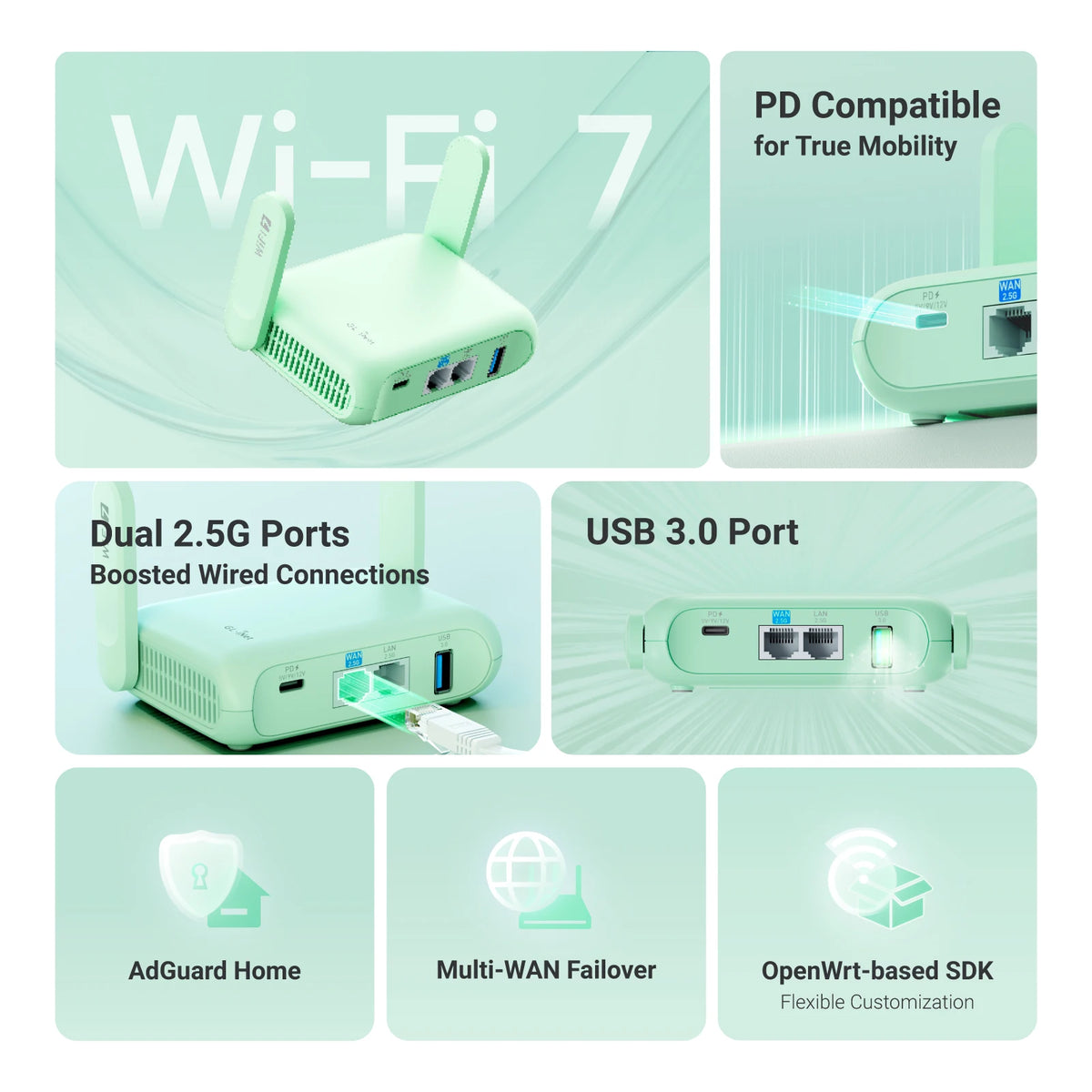 GL.iNet Beryl 7 Wi-Fi 7 Dual-Band Travel Router with VPN