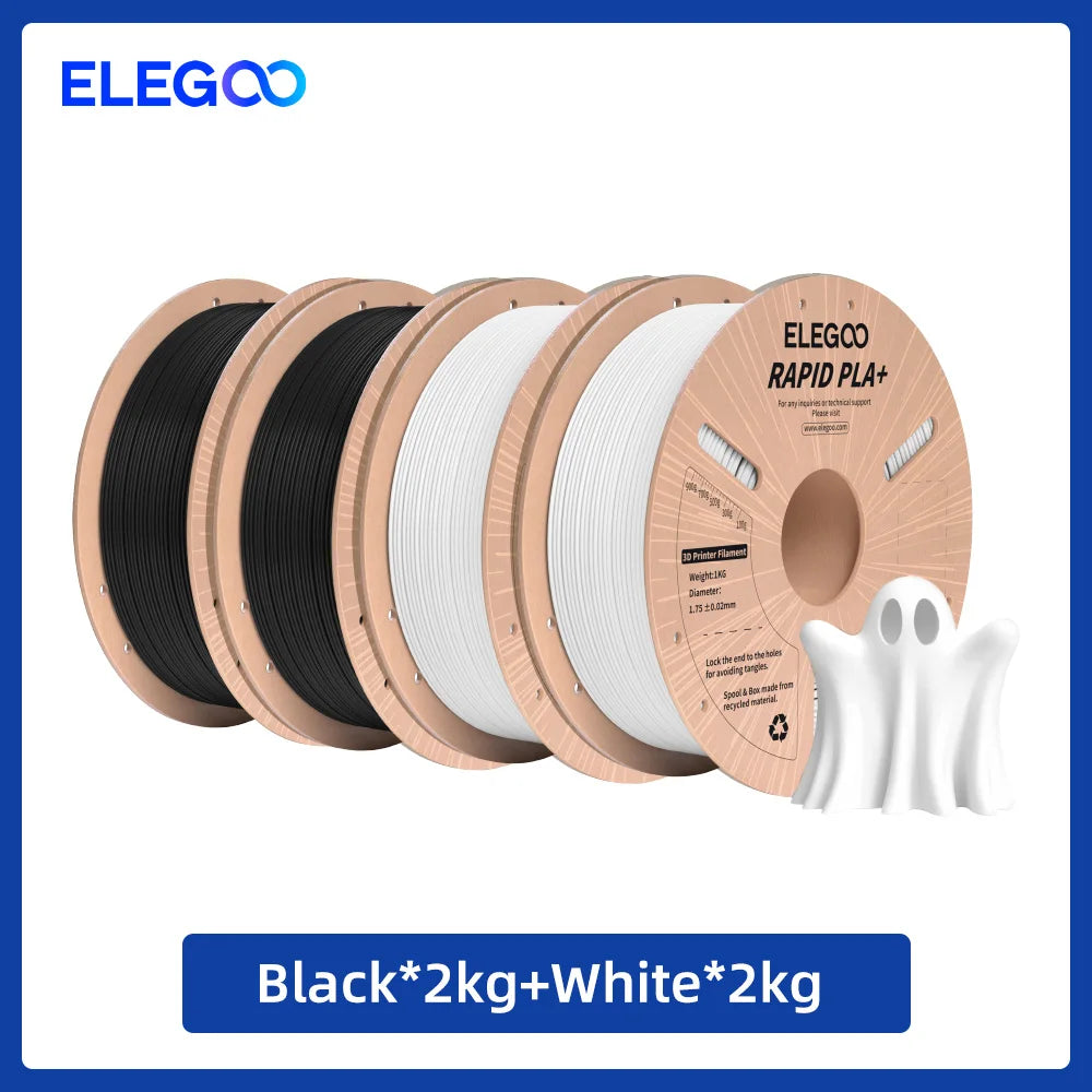 ELEGOO Rapid PLA Plus Filament 1.75mm, 3D Printer Filament for 30-600 MM/s High Speed Printing, 4 Pack 1kg Spool(2.2lbs)
