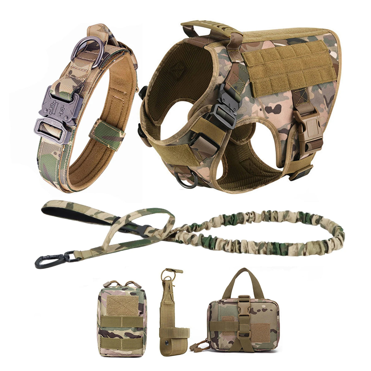 PetraVel Tactical Dog Harness Vest With Molle Pouches