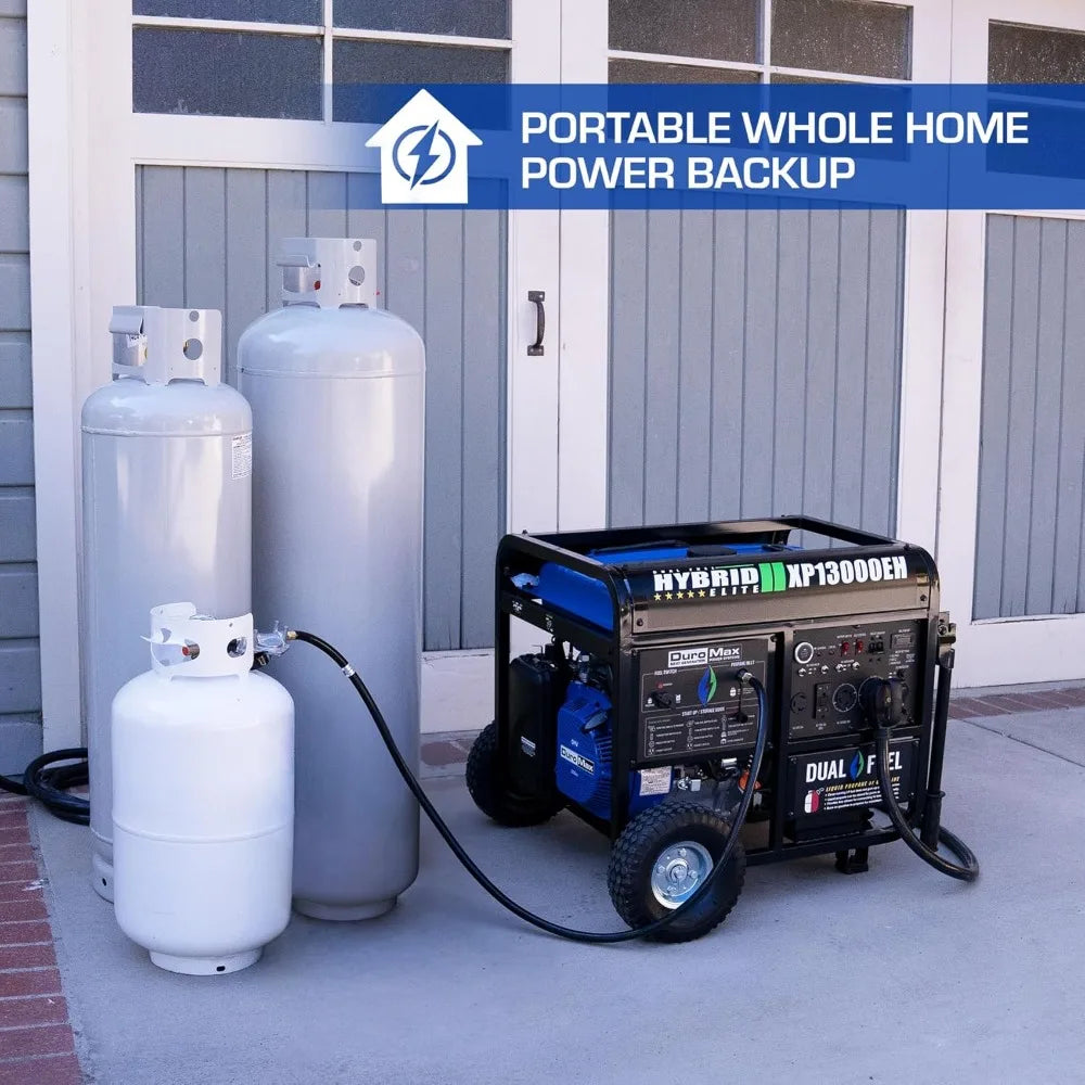 13000W Dual Fuel Portable Generator - Gas & Propane, Electric Start, Whole Home Backup Power, RV Ready