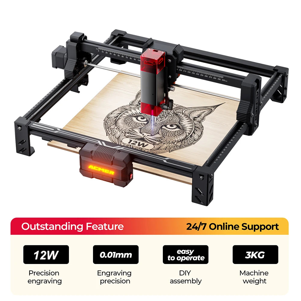 Acmer S2 Laser Engraver Cnc Cutting Machine Wood Leather