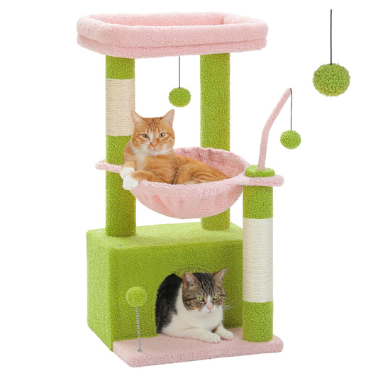 PEQULTICN 4-In-1 Cactus Cat Tree For Indoor Cats With Condo