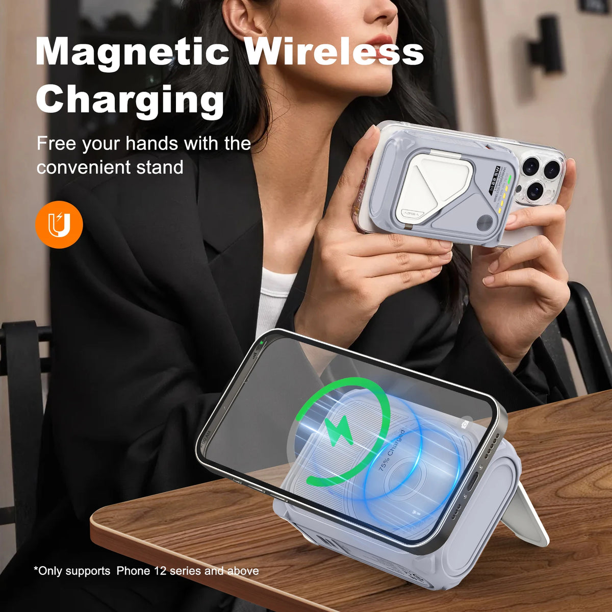 PRUNUS Magnetic Wireless Power Bank With Fast Charging Cables
