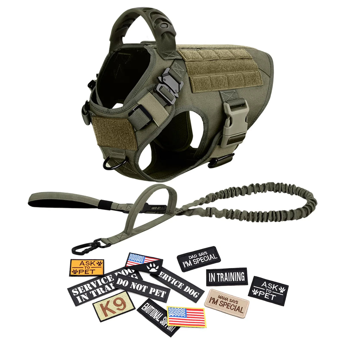 PetraVel Tactical Dog Harness Vest Set With Training Accessories