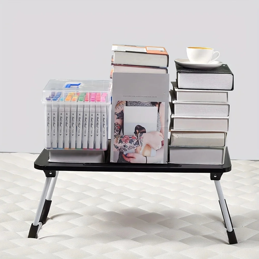 Portable Laptop Bed Desk With Foldable Design And Cup Holder