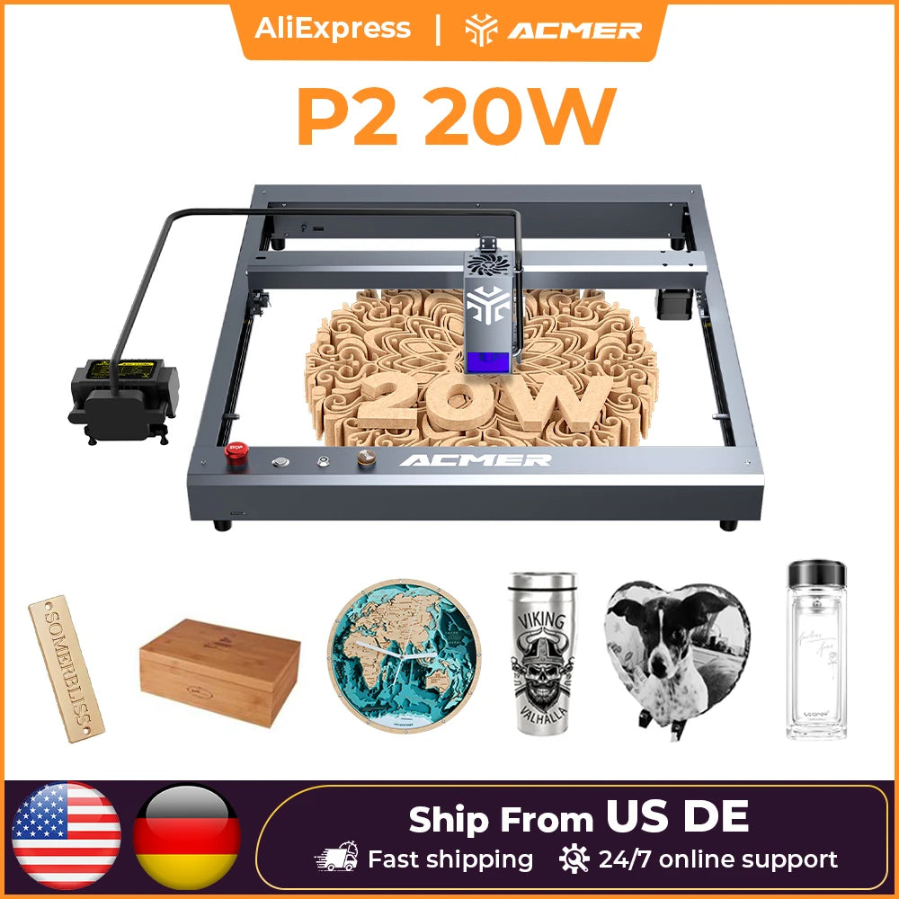 ACMER P2 20W Laser Engraver Cutting Machine With Air Assist
