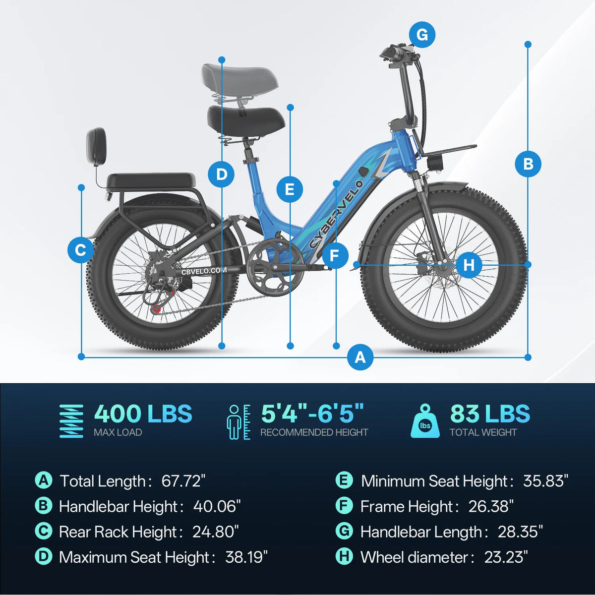 Cybervelo Electric Bike With Long Range Battery Pack