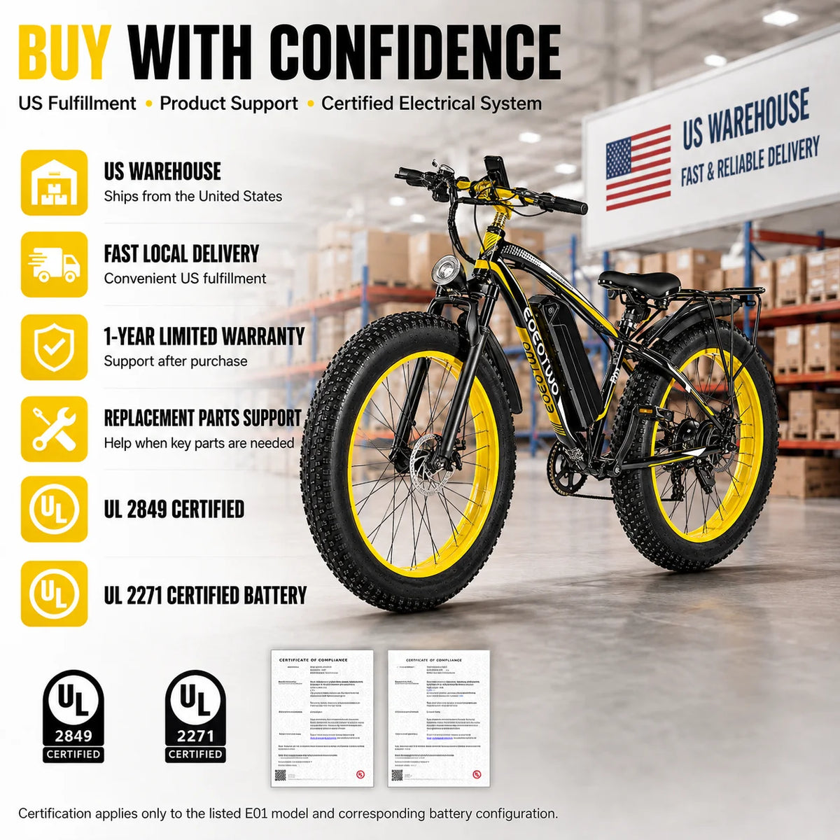 Eoeotwo 750W Aluminum Fat Tire Electric Bike 48V Battery