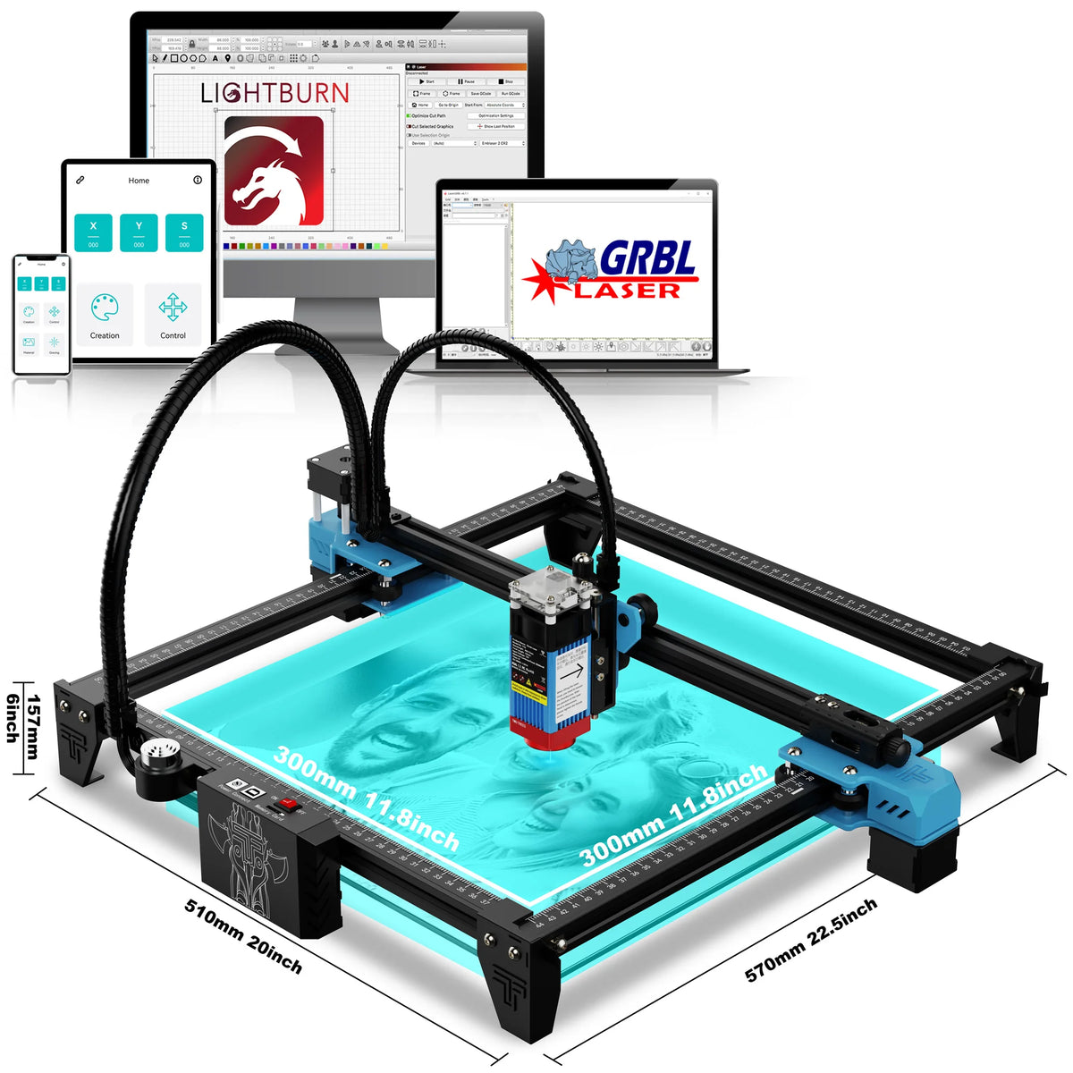 Two Trees TTS55 Laser Engraver Cutter 300x300mm Work Area