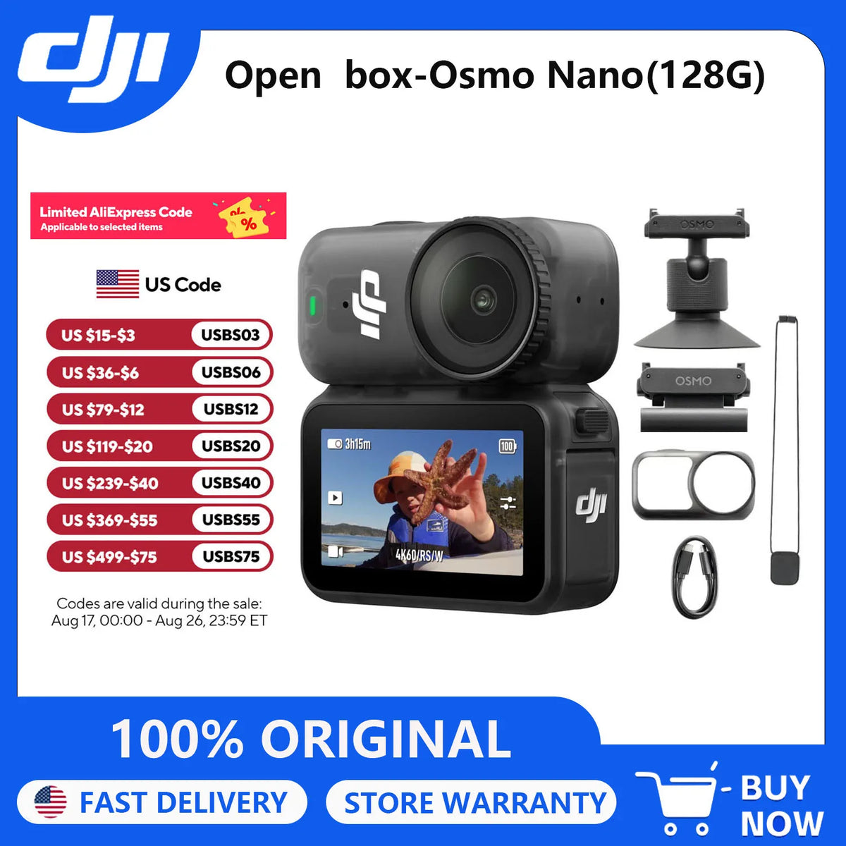 DJI Osmo Nano 4K Magnetic Vlogging Camera POV Sports Cam