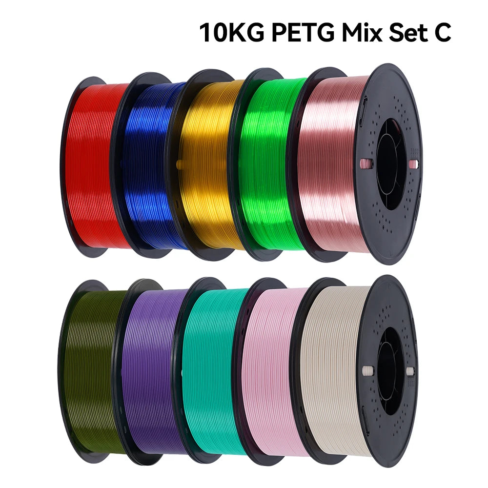 KINGROON 10KG PLA Filament PETG 3D Filament 1.75mm For 3D Printer Filament 10 Rolls/Set Mixed Colors and Materials FDM Printing Fast Ship