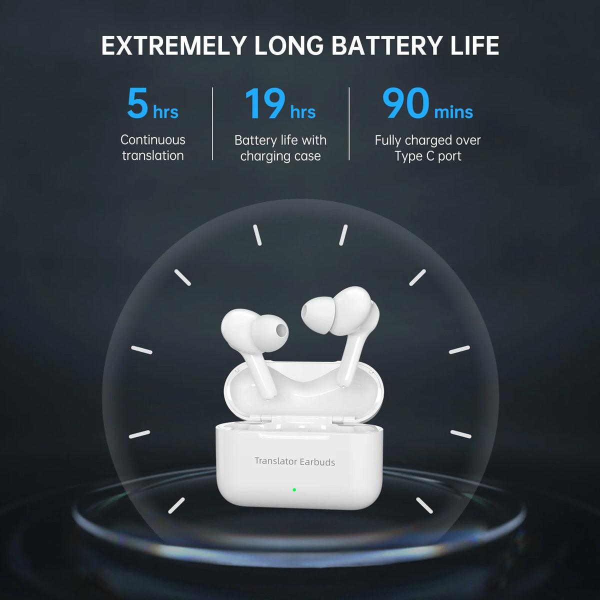 Wooask M6 Bidirectional Translator Earbuds Supporting 144 Languages