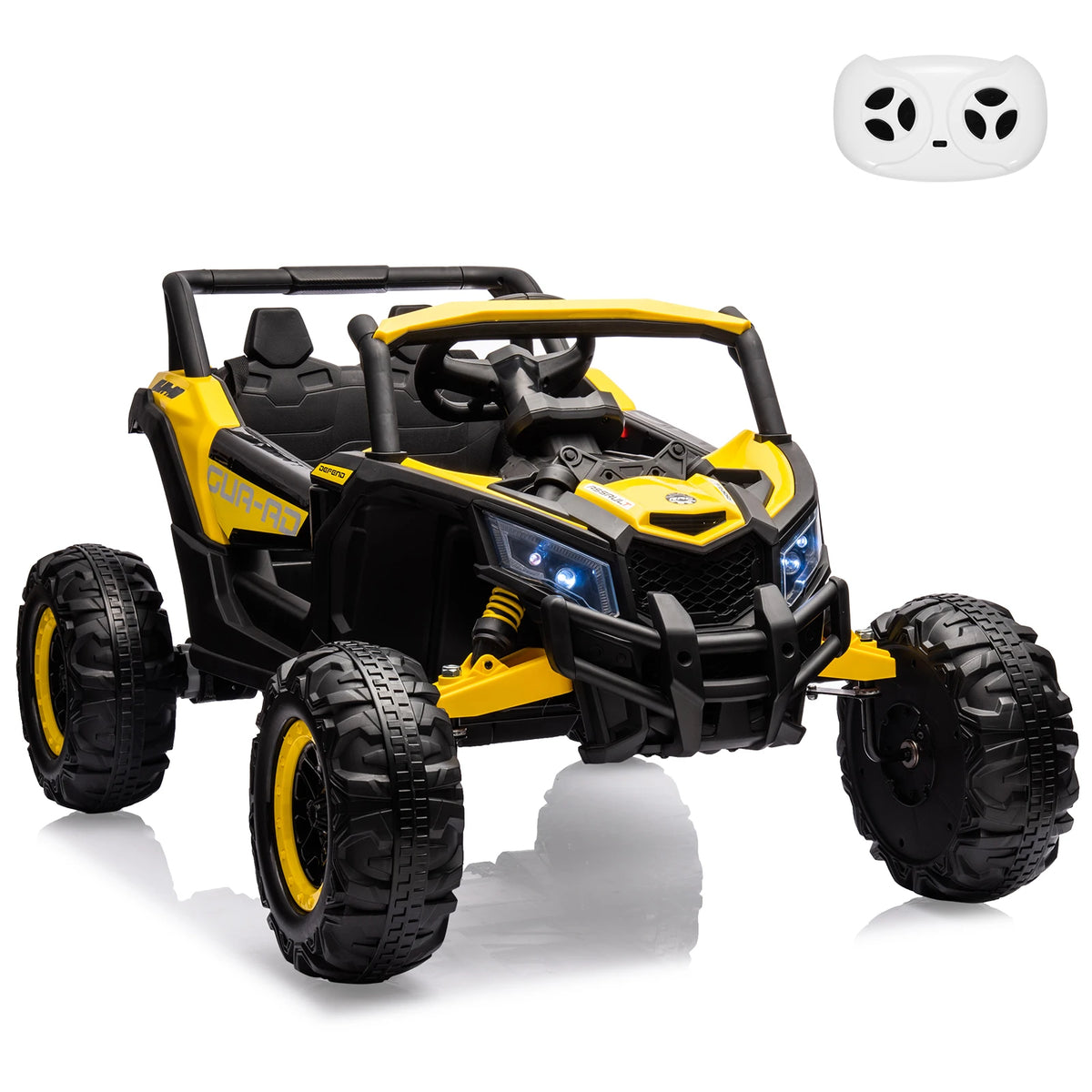 24V Kids Ride On UTV Car With Remote Control, Dual Motors, EVA Tires, Spring Suspension, LED Lights, USB Music, 2 Seat Electric Toy