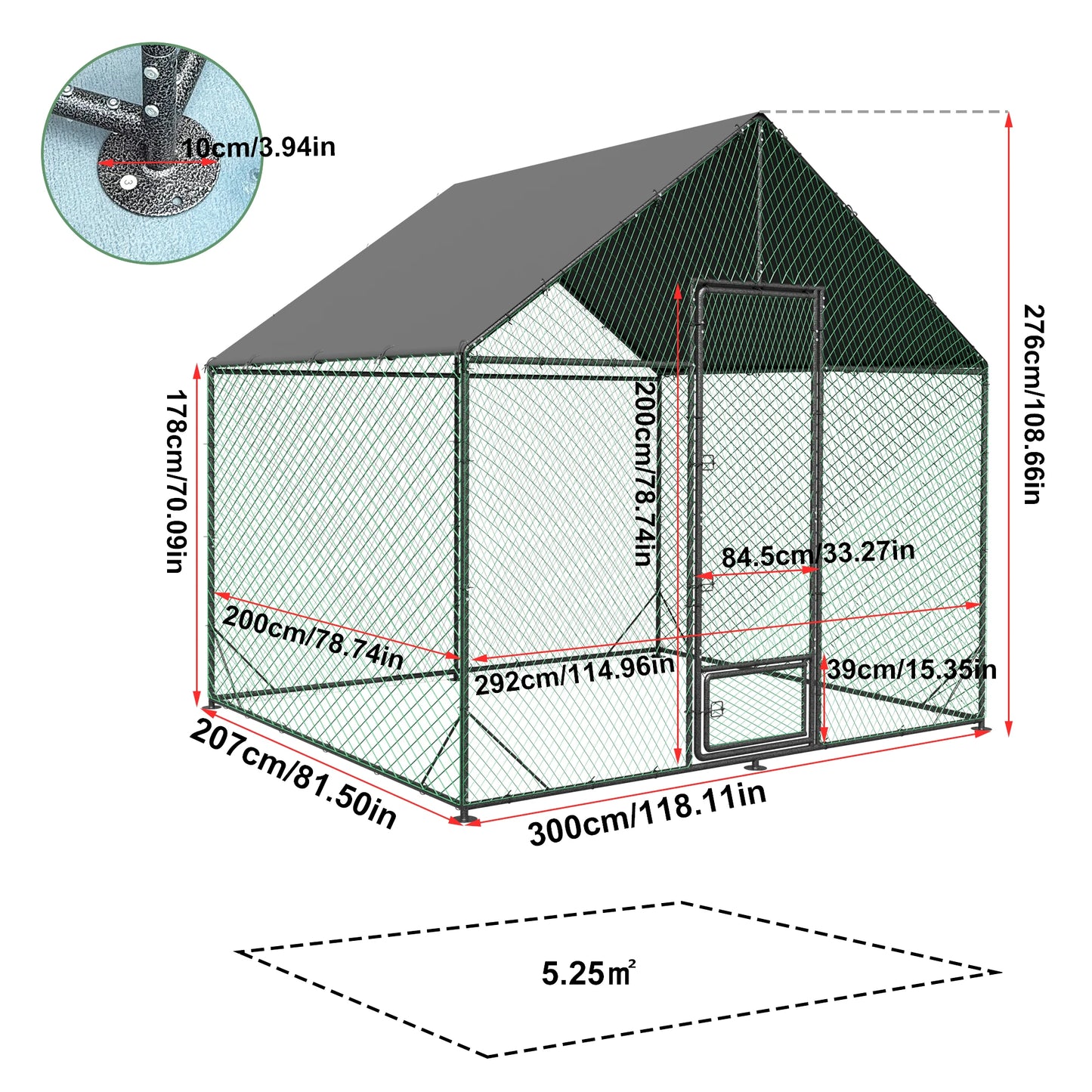 L XL XXL Upgraded Heavy Duty Metal Chicken Coop w/ Cover and Nylon Netting Pet Animal Poultry Run Hen House for Outdoor Backyard