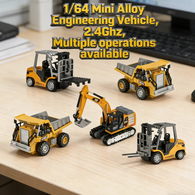 2026New Full-Scale Mini Excavator Tipper Truck 1:64 Remote Control Engineering Vehicle Mini Forklift Birthday Gift Toy RC Trucks
