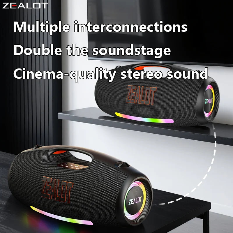 ZEALOT-S89 Portable Bluetooth Speaker 400W,Powerful Subwoofer, Outdoor Waterproof Speaker, Party Wireless Speaker, 20-Hour Playtime, LED Lights