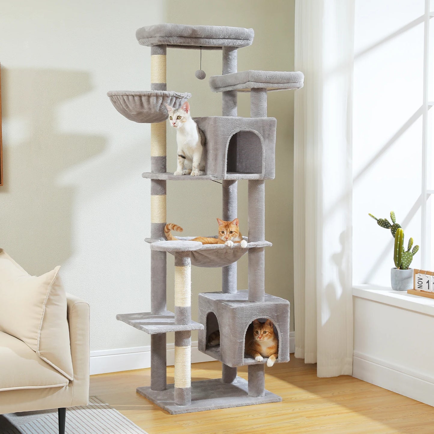 PEQULTICN Indoor Multi Level Cat Tree With Scratching Posts