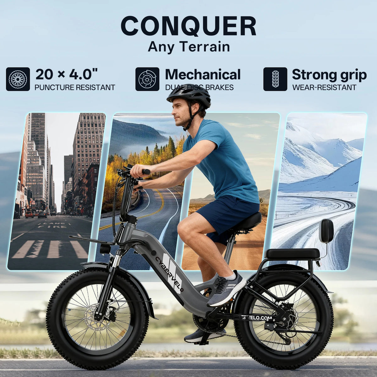 CyberVelo Adult Step Thru Commuter Electric Bike Long Range