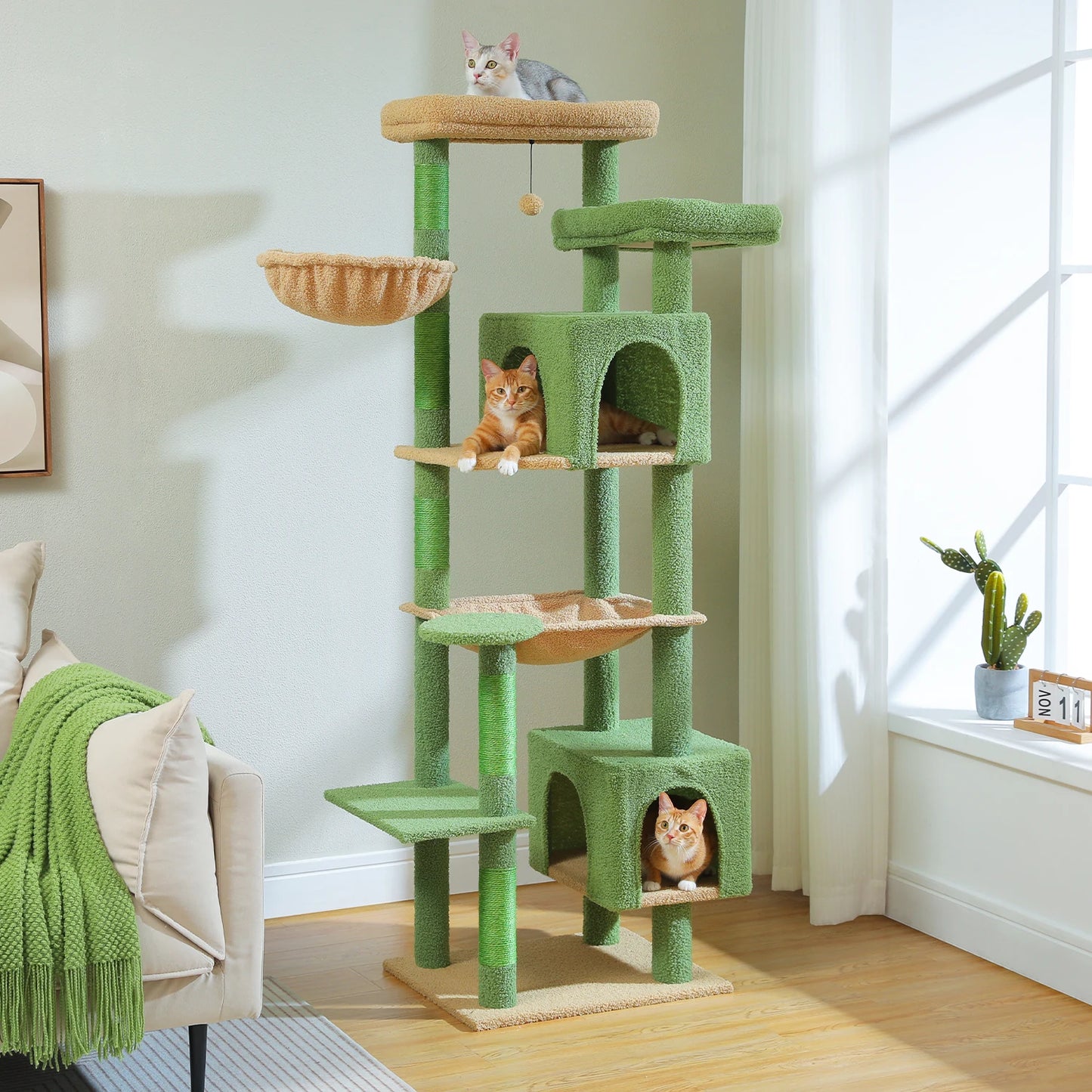 PEQULTICN Indoor Multi Level Cat Tree With Scratching Posts