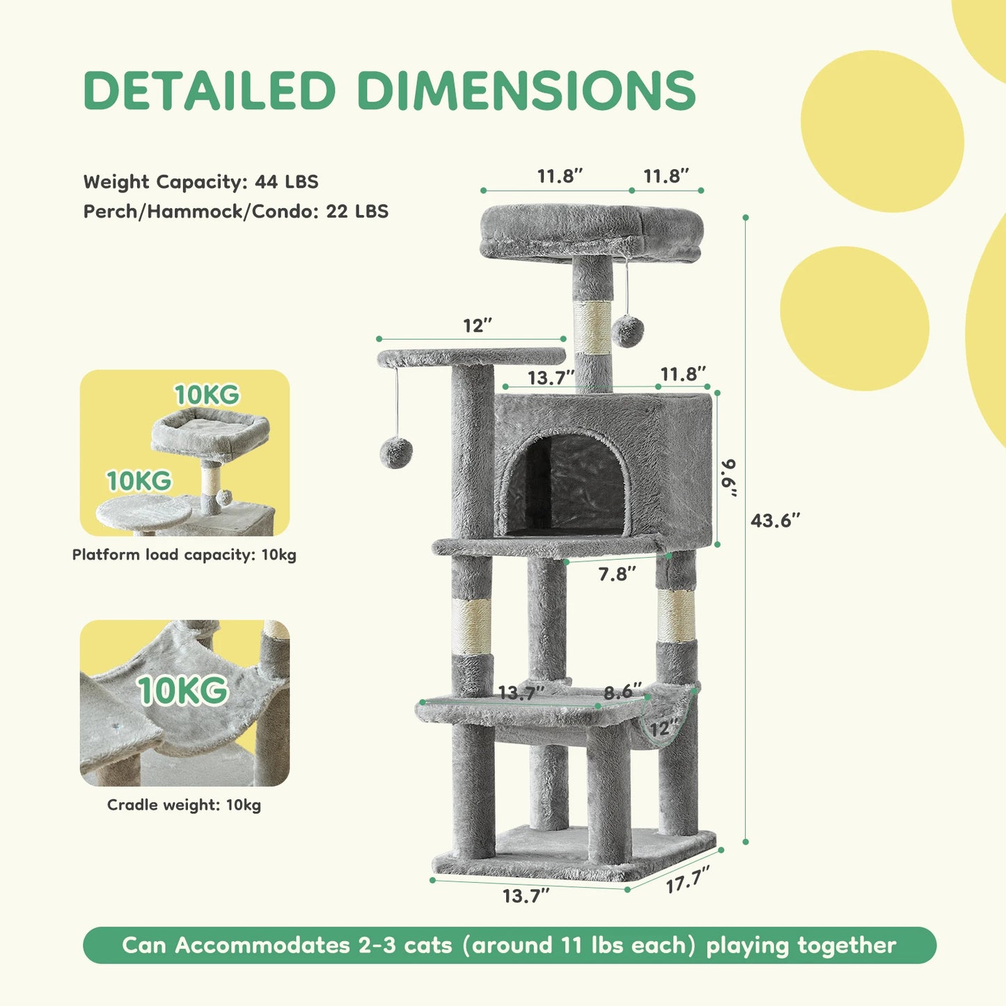JHK Cat Tree for Indoor Cats with Multi Level Scratching