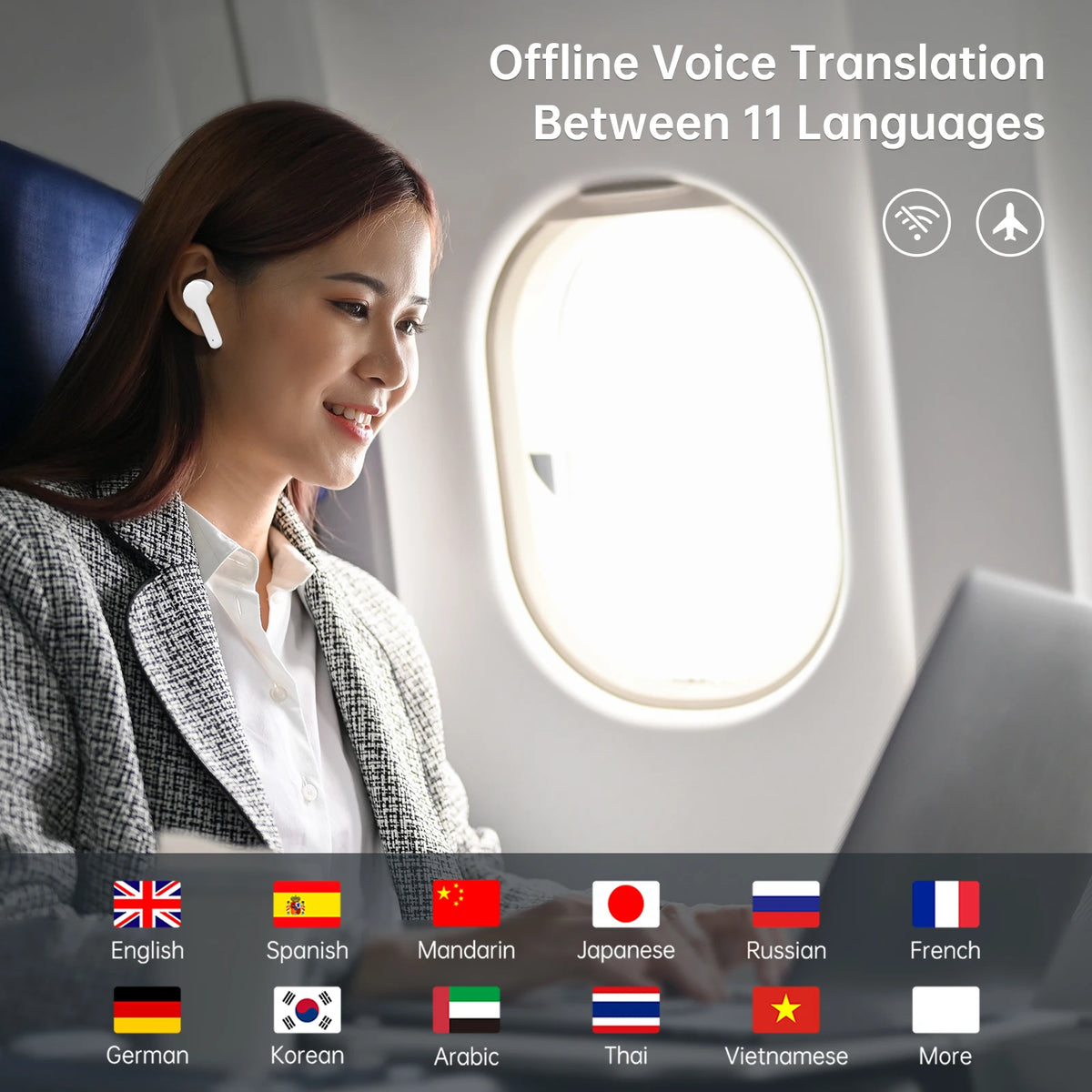 Wooask M6 Bidirectional Translator Earbuds Supporting 144 Languages