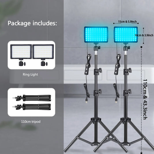 BTFOOR LED RGB Video Light Panel Kit With Tripod Stand